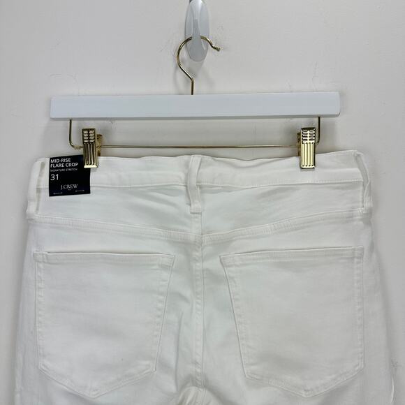 J.Crew Flare Crop White Jean Signature Stretch Denim Mid Rise Ankle US 31 NWT - Picture 8 of 14